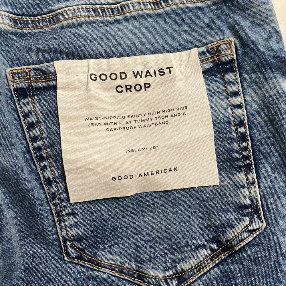 NWT Good American Good Waist Crop High Waist Raw Hem Stretch Jeans 16 - Picture 10 of 14